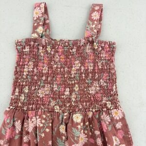 OshKosh B'gosh Floral Jumpsuit Smocked Romper Casual Outfit‎ Girl's Size 6/6X